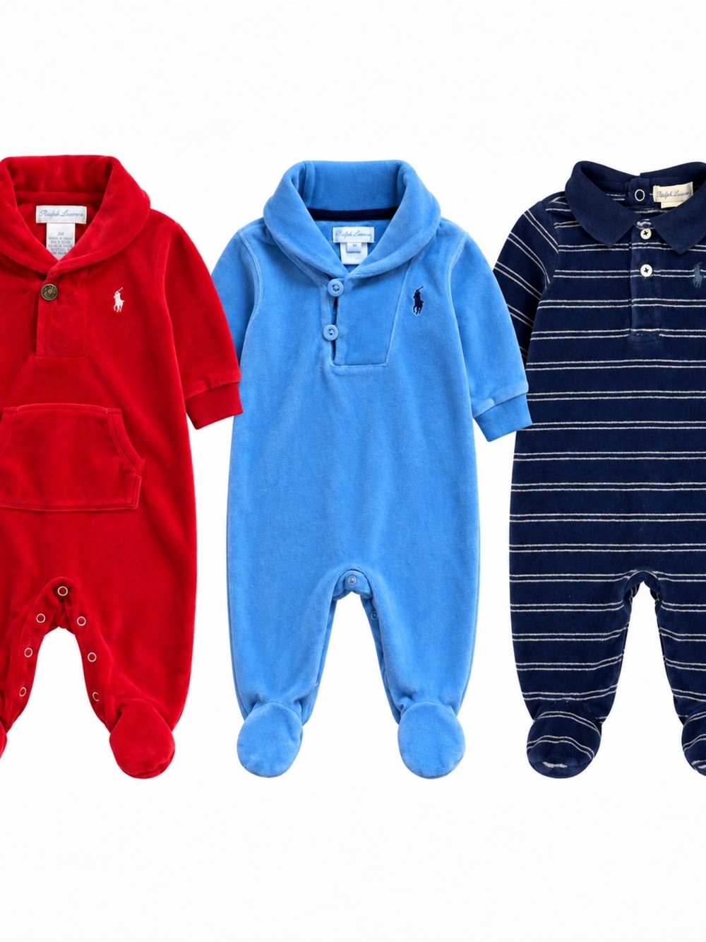 Ralph Lauren Baby 3M Velour Footie Bundle